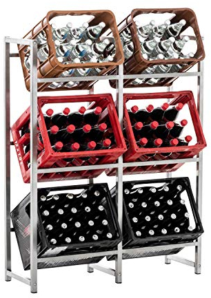 CLP Getränkekistenständer LENNERT I Platzsparender robuster Kistenständer für Getränkekisten I Verschiedene Ausführungen, Farbe:Edelstahl, Größe:XL