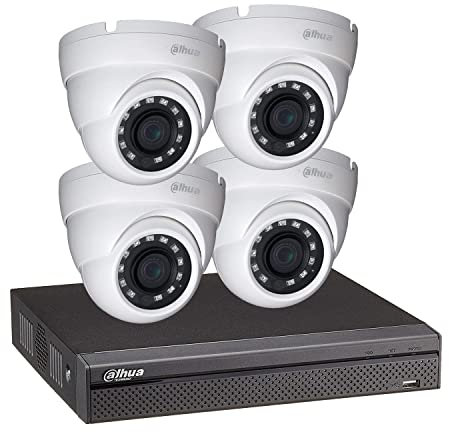 Dahua - Kit videosorveglianza registratore eco e 4 telecamere dome 1080p - Visione notturna 30m - KITECO 4DOM1080P-001