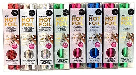 Crafts&Co® Hot Foil - Blau Grün Rot Regenbogen & Holographisch | DIY Paket geeignet für Scrapbooking & Namekarten | 8 PACK | Transferfolie/Textilfolie zum Aufbügeln auf Textilien - 15 cm x 300 cm