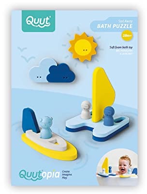 QUUT Puzzle Friends Wegsegeln - Ultimatives Badespielzeug für Babys ab 10 Monaten - Fördert Motorik & Kreativität, Sicher & Spaß,, Inkl. Aufbewahrungslösung