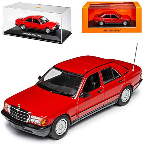 Mercedes-B C-Klasse 190E W201 Rot 1982-1993 1/43 Minichamps Maxichamps Modell Auto mit individiuellem Wunschkennzeichen