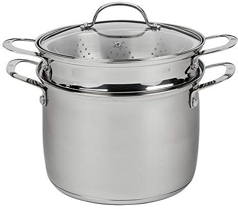 3-in-1 Stainless Steel Cookware Set – Stock/Cooking/Pasta Pot with Strainer, Vegetable Steamer Basket, & Lid – Oven- & Dishwasher-Safe with Stay-Cool Handles by Swiss Diamond, 7.2L (7.6 Qt.)