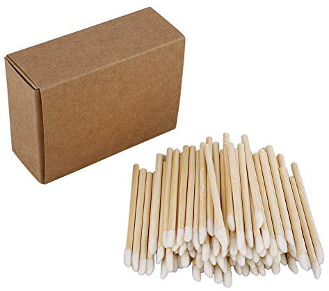 JFBUCF Lot de 100 pinceaux à lèvres jetables sans peluches avec poignée en bambou pour application d'extensions de cils