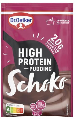 Dr. Oetker High Protein-Pudding-Pulver Schoko: Leckeres Dessert oder Protein Snack für den Genuss zwischendurch