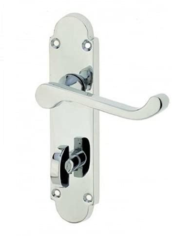 Haven Heritage Epsom Style Bathroom Door Handles with Lock - Internal Door Handles Durable Chrome Door Handles, Easy-Install Bathroom Door Handles, Sleek Design - Polished Chrome Finish 170mm x 42mm