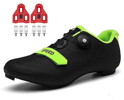 Cycling Shoes for Mens Womens Road Bike Shoes Included Cleats Clip Compatable with Peloton & Look Delta and SPD Lock Pedal Black Size UK 4.5