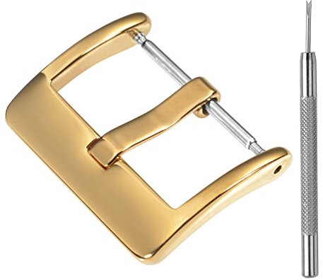 BISONSTRAP Ersatzschnalle für Uhrenarmband , Edelstahlverschluss für Smartwatch-Armbänder- 16mm, Poliertes Gold
