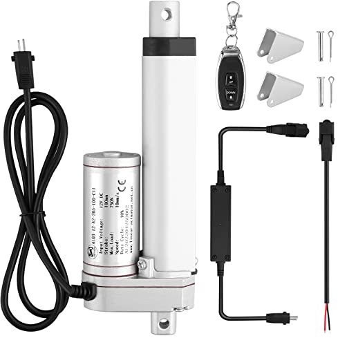 AUTOUTLET Set Attuatore Lineare 100mm con Telecomando di Controllo Motore Attuatore 750N DC 12V per Impieghi Gravosi