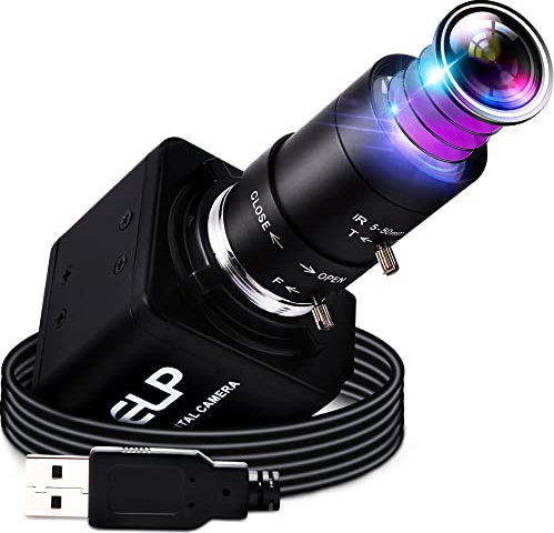 G Caméra à focale variable 100 fps 2,8 à 12 mm avec zoom optique 4x, 2 MP FHD 1080p Varifocale Objectif zoom manuel Webcam Webcam Raspberry Pi Windows Mac Vari-focus Usb Web, caméras de surveillance