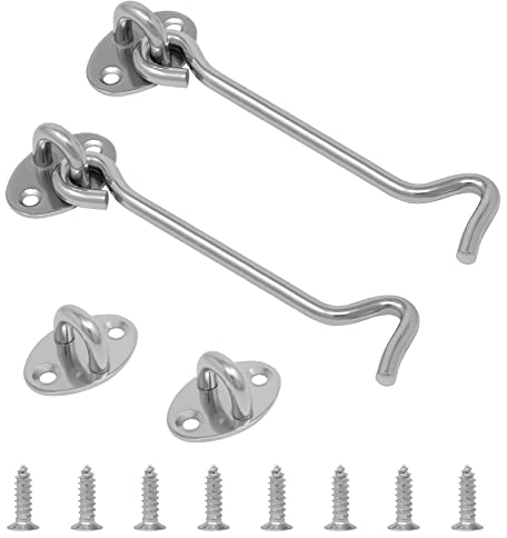 Wkmamo 2 Stück Kabine Haken, Haken Türschloss & Bolzen für Türschlösser,Riegelschloss Klein Tür Riegel für Badezimmer Toilette Schuppen Schlafzimmer (2 Stk, 6 Zoll)