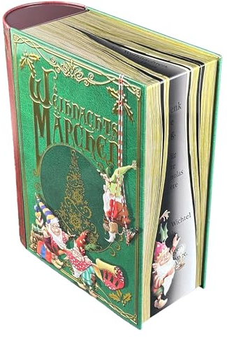 MediMuc Große Buchdose Wichtel - die nostalgische Dose ist aufwändig geprägt und bedruckt - mit lustigen Wichtelmotiven - lebensmittelecht - Vol. 3,0l - Maße: (L x B x H): 24,5 x 21,3 x 9,0cm