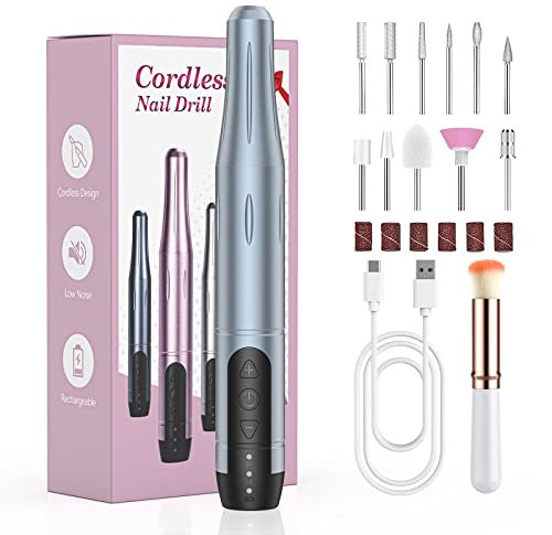 Torno para Uñas sin Cable Profesional, Lima Electrica Uñas, Pulidor de Uñas Tornos de Uñas, Velocidad Ajustable, Salón DIY
