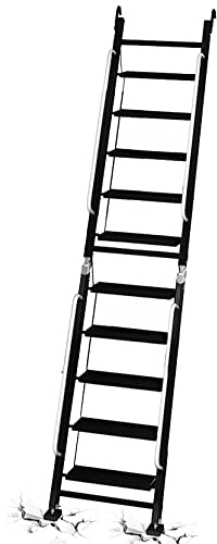 StehleiternTragbare Stufenleitern mit Armlehnen und Haken, mehrstufige Dachbodentreppe aus Legierung, rutschfeste, breite Pedalklappauszugsleiter für Zuhause/Gewerbe,11 Step ladders