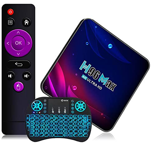 AMITVA TV Box Android 11.0, H96 MAX V11 Smart TV Box RK3318 Quad Core Arm Cortex-A53 CPU USB 2.0 Ultra HD 4K HDR Dual Band WiFi 2.4 5.8Ghz BT 5.0 Set Top Box,4gb+64gb