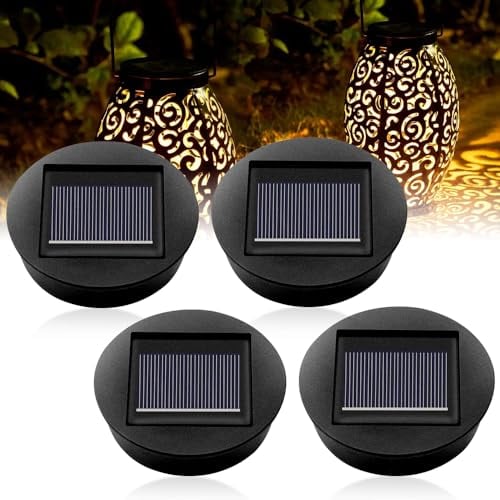 Riisoyu 4 Stück Solarleuchten Ersatz, IP65 LED Solarleuchten Ersatzteile 8cm Hocheffizienten Wasserdicht Ersatz Solarmodul für Gartenleuchten für Outdoor hängende Laternen Garten Terrasse Gehweg