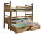 KEF Lena Etagenbett Kinder 90x180 cm - Etagenbett 3 Personen - Holz Kinderbett - für DREI Kinder - mit Schubladen - Ausziehbares Drittes Bett - ohne Matratze - Eiche