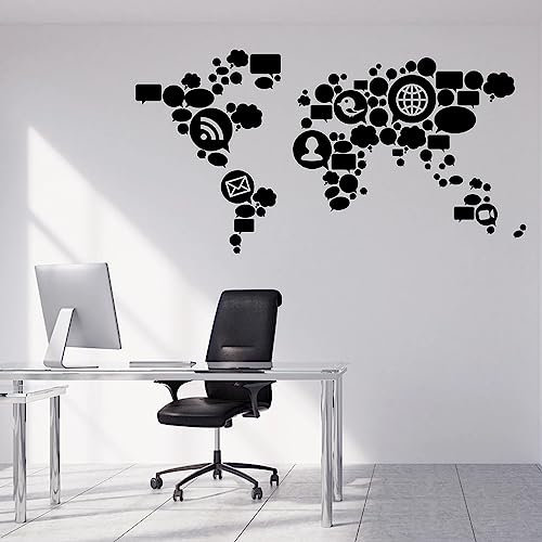 WEIMEIJIE Logo net Wall appliqué Teen Vinyl Window Sticker Social Media World map Mural Studio Decoration 57x108 cm