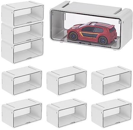 Lot de 10 vitrines de maquette de voiture 1/64 en acrylique transparent pour modèle de voiture, boîte d'allumettes de voiture, garage pour échelle 1/64, 1/156 1/89 1/185 1/90 1/136 1/73 1/70 1/80