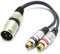 VITALCO Adattatore da XLR maschio a 2 x RCA femmina, microfono a 3 poli su cavo audio RCA