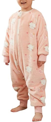 SEAUR Baby Pyjama Flanell Schlafsack mit Füßen 3,0 Tog Schlafstrampler Overall Kuschelig Warm Schlafanzug Kinder Winter Schlafoverall Cartoon Tier Muster - 130(120-130cm)