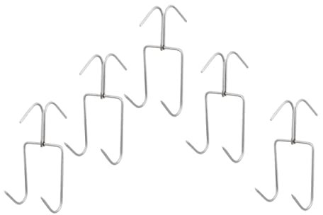 PRETYZOOM 5pcs Meat Processing Hooks Barbeque Meat Hooks Stainless Steel Bacon Hanger Smoker Double Row Hanging