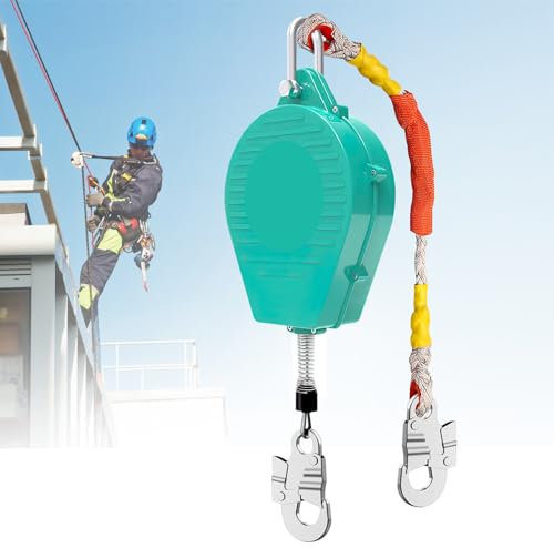 YJINGRUI Self Retracting Lifeline 7m Load 150kg High-Altitude Fall Arrester with Double Locking Structure and Buffer Spring for Aerial Construction, Electrical Maintenance