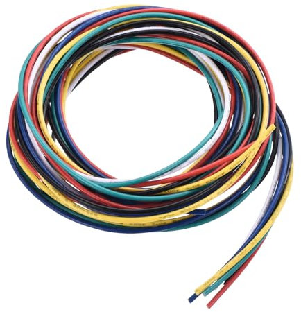 sourcing map 20 Gauge PVC Hookup Wire 1.5m/5ft 20AWG Flexible Electrical Wire UL1007 Tinned Copper Stranded 6 Color, 2mm Dia for Model Aircraft Electric Appliances Internal Connect
