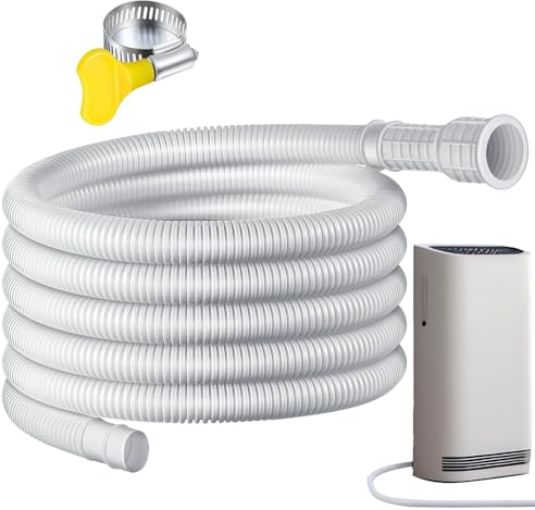 Manguera para drenaje de deshumidificador,Manguera de drenaje para deshumidificador,Manguera de CA de 9,8/13 pies con adaptador de goma cortable, abrazadera de conexión - Buen sellado, manguera de dre