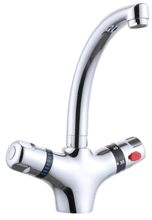 Termostato para lavabo, grifo de cocina con termostato, accesorio de baja presión, grifo de baño, termostato, dos asas, 290 mm