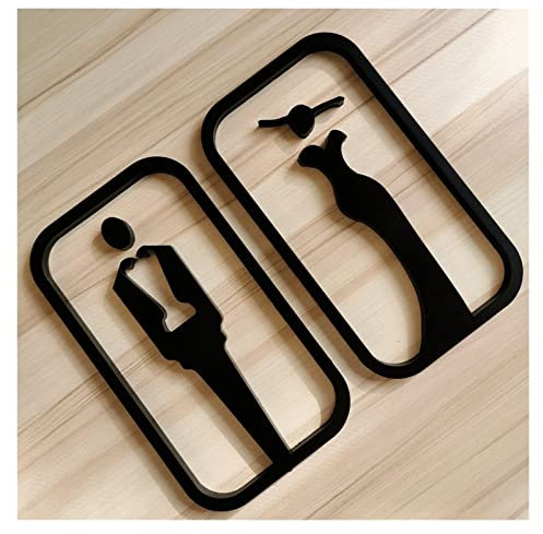 Badezimmerschild-Dekorfigurenset aus Acryl für Männer und Frauen – Modernes Toilettenschild für Männer und Frauen – Badezimmertürschilder – Toiletten-WC-Schilder für Unternehmen (schwarz)