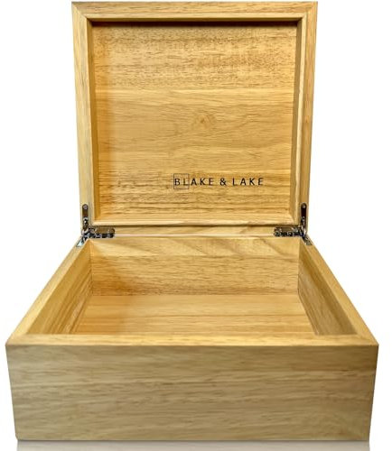 Blake & Lake Holzkiste Eco mit Scharnierdeckel – Aufbewahrungsbox aus massivem Eichenholz mit Deckel – Erinnerungsbox aus Holz – dekorative Holzkisten mit Deckel für Andenken (Eiche)