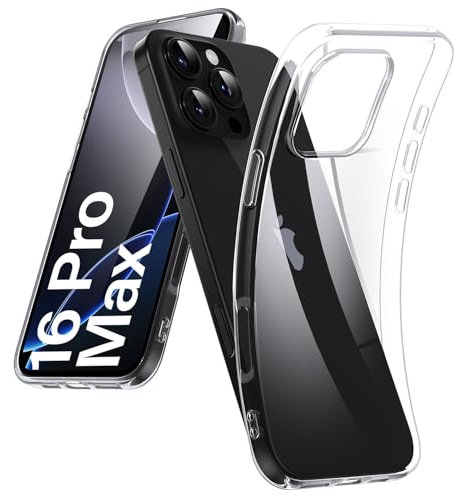 DOSMUNG Custodia per iPhone 16 Pro Max (6,9 Pollici), Custodia con Antiurto, Ultra Sottile Anti Ingiallimento Silicone Cover per iPhone 16 Pro Max, Trasparente