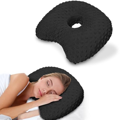 Babyezz Das Loch im Ohr Wird mit einem CNH seitlichen Schlaf und Einer entzündungsreduktion bei den Ohren gefüllt und mit Baumwolle und Polyester gekrümmtem schlafkissen gefüllt (Schwarz)