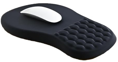 Wrist Mouse Mat, Ergonomic Mouse Pad, Silicone Mousepad with Memory Foam and Anti-slip Function, Mouse Mat Wrist Support for Wrist Pain Relief and Help Wrist Rest, Mousemat, Black