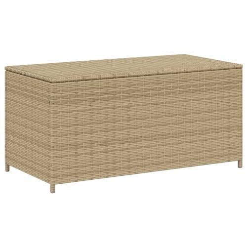 SDWEHO7 Auflagenbox aus PE Rattan, Gartenbox Garten Truhe Box Aufbewahrungsbox Gartentruhe für Terrasse & Balkon, Beige 190L
