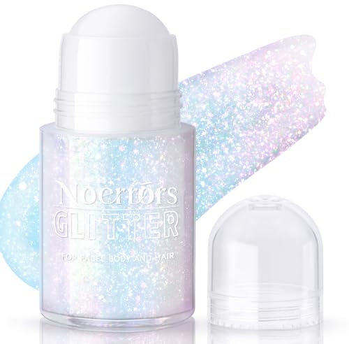 Noerrors Roll-on Holographic Körperglitzer-Gel für Körper Gesicht Haar, Funkelnde Chamäleon Farbwechselnde Chunky Meerjungfrau Pailletten Festival Party Glanz Glitzer-Make-up # Funkelndes Rosa