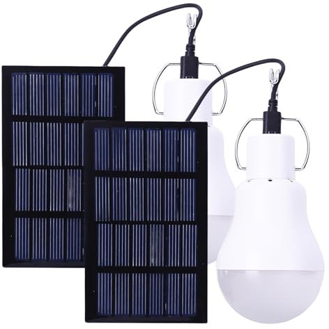 Ampoules Solaires LED Lampe Extérieur,Lot De 2 Lampe Solaire Portable,Ampoule Solaire Exterieur Interieur,Lanterne Solaire Portable Pour Tente De Camping Intérieure Extérieure,Randonnée,Pêche,Jardin