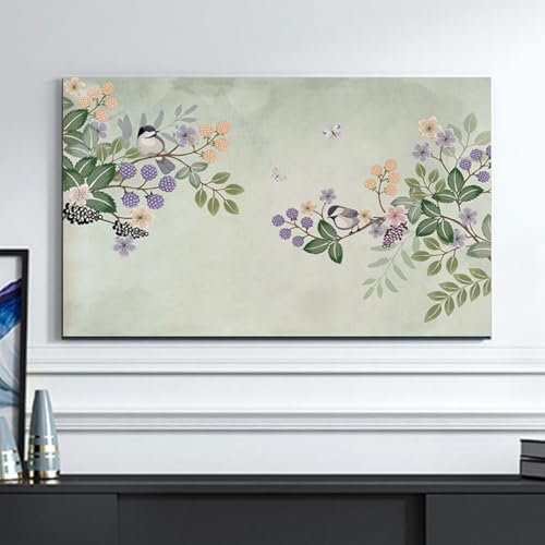 Patrón De Flores De Interior De Estilo Chino Cubierta De La Pantalla Del Televisor, El Sol Universal / Paño Protector Contra El Polvo, Suave Capucha De Televisión Para Varios Tipos De TV-B||28inch