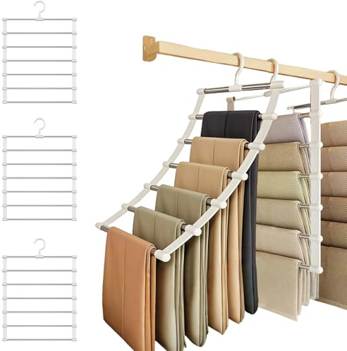 Hosenbügel Platzsparend, 3 Stück 6 Etagen Edelstahl Kleiderbügel Hosen, Kleiderbügel Platzsparend 80% Faltbare rutschfest Hosenständer, Zum Apartment, Dormitory Aufhängen Von Hosen, Jeans, Schals