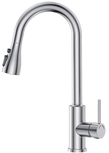 Pull Out Kitchen Mixer Tap Brushed Nickel – YEAUPE PRO Stainless Steel Sink Tap with 3 Spray Modes, Smooth Retraction, ABS Nozzle, 360° Swivel, Single Lever, Easy Install for Single Hole