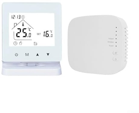 Zilimontt Funk RF433 Fußbodenheizung Wandthermostat Boiler Thermostat mit App-Steuerung, Reichweite 5-95°C, Kindersicherung und 100m Reichweite für Zuhause (Wi-Fi)