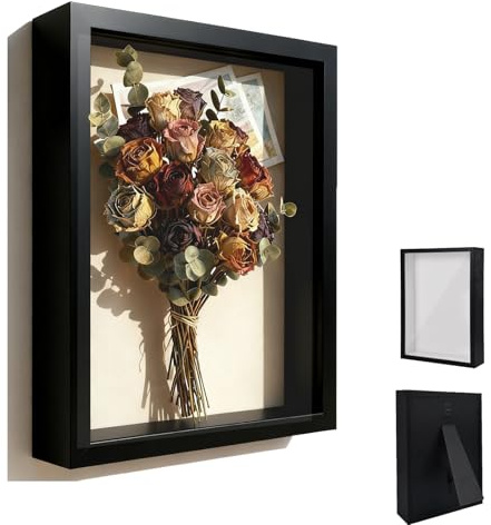 3D-fotoram, 30 x 40 cm, djup fyllningsram, med klar akrylplatta, rektangulära 3D-ramar, träramar, för blomma, souvenirer, svart