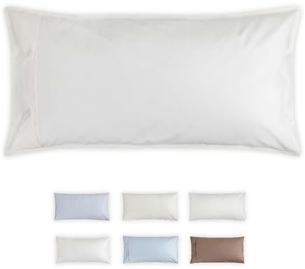 Perkal Kopfkissen Bezug 40 x 80 cm – Kissenbezug/Kopfkissenbezug aus 100% Bio Baumwolle (Cotton), GOTS & Fairtrade, Grüner Knopf – Weiß – Knopfverschluss