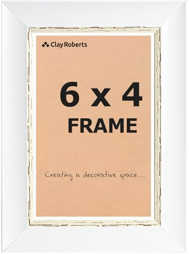 Picture Frame 6 x 4, White Vintage, Freestanding and Wall Mountable, 10 x 15 cm, 6x4 Picture Frames, White 6x4 Photo Frames, 4x6 Photo Collage Gallery Display