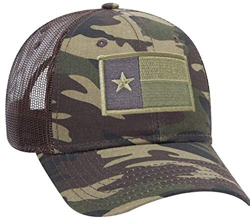 Strange Cargo Tees Baseballkappe, Motiv: Texas-Staatsflagge, Camouflage, gebogene Krempe, Baseballkappe, Camouflage oliv, large