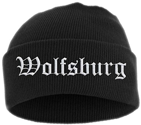HB_Druck Wolfsburg Umschlagmütze - Mütze - Bestickt - Einheitsgröße Schwarz