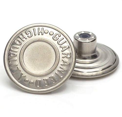 20mm GHQ Replacement Jean Tack Buttons No Sew Metal Buttons for Denims, Jeans, Jackets,12 Sets (Silver)
