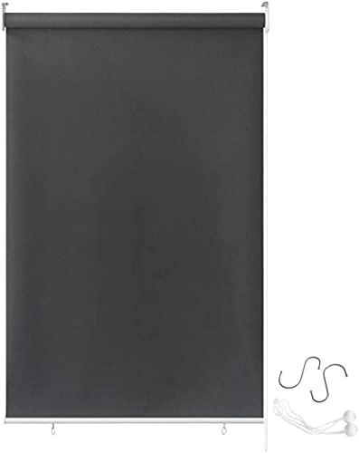Froadp 140x240cm Senkrechtmarkise Außenrollo Sichtschutzrollo Reflektierende Thermofunktion Balkonrollo für Fenster & Türen(Anthrazit)