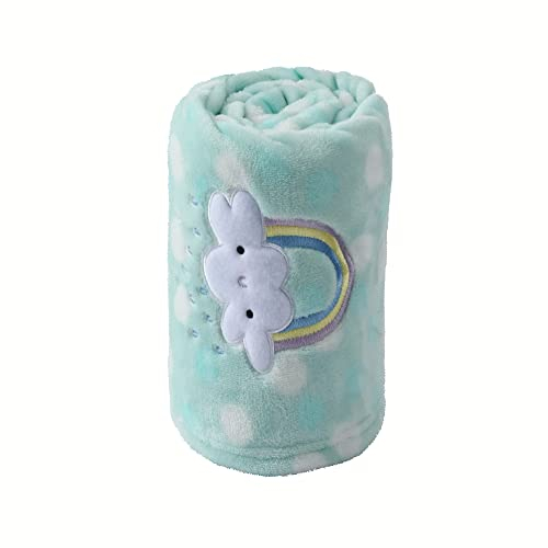 CREVENT Leichte, Flauschige, warme Plüsch-Babydecke für Säuglinge, Kleinkinder, Neugeborene, Unisex, Kinderbett, Kinderbett, Kinderwagen (75 cm x 100 cm, grüner Regenbogen, Unisex)