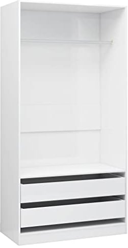 vidaXL Kleiderschrank 2 Schubladen Kleiderständer Schrank Kleiderstange Garderobenschrank Regal offen Hochglanz-Weiß 100x50x200cm Holzwerkstoff